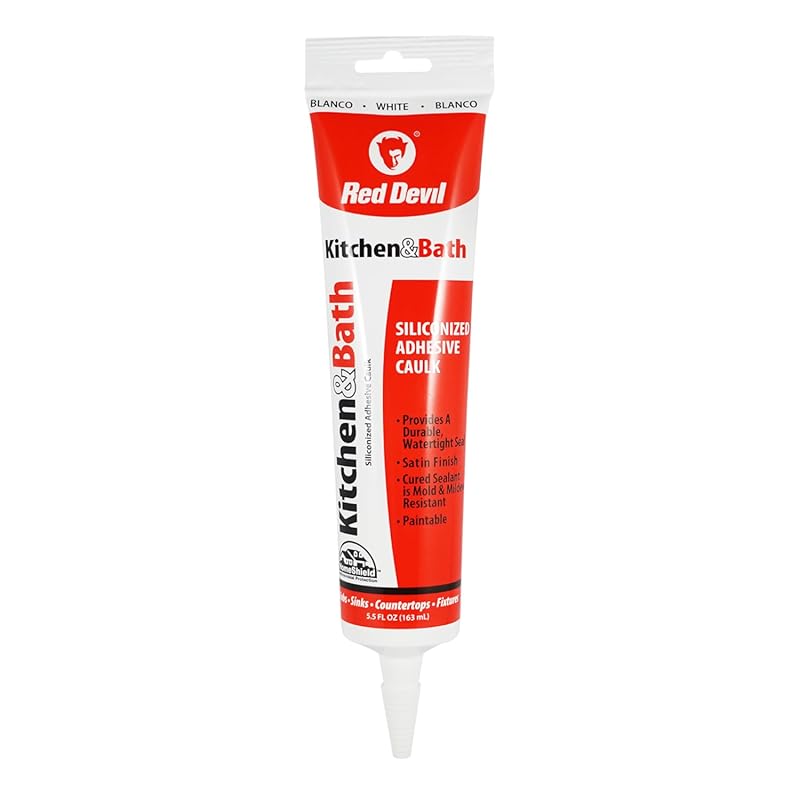 Red Devil White Silicone Acrylic Caulk & Sealant for Kitchen Sinks, Wa