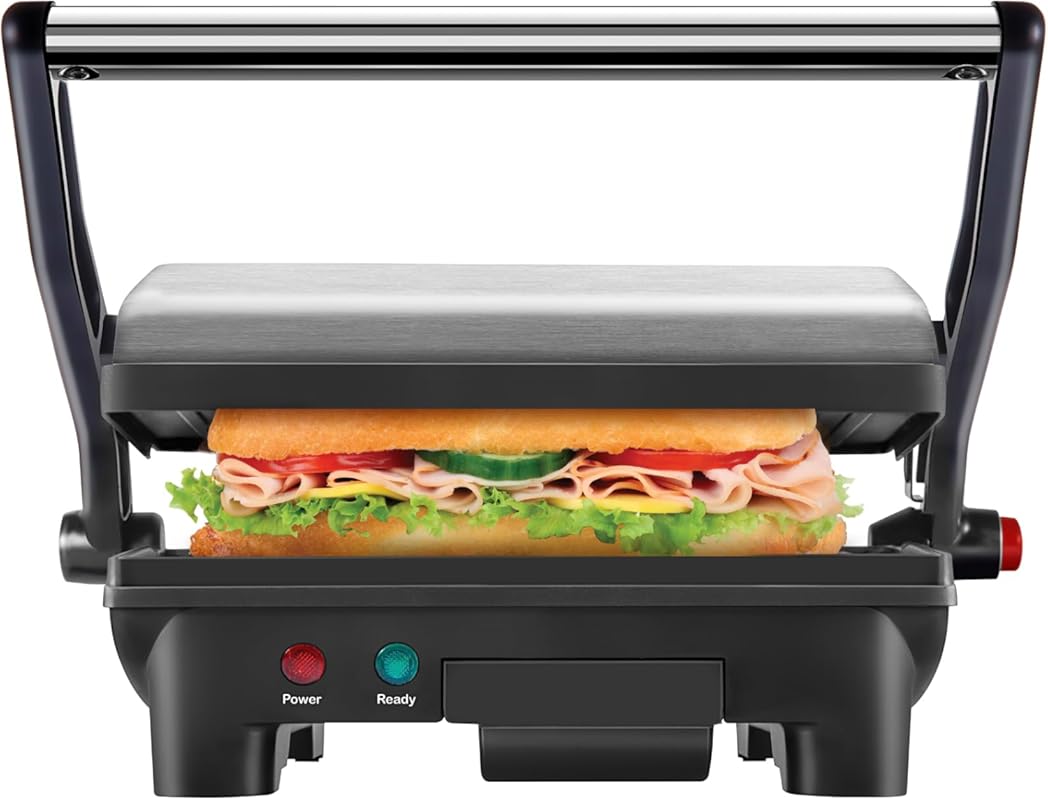 Chefman Electric Panini Press Grill and Sandwich Maker: Non-Stick Plat