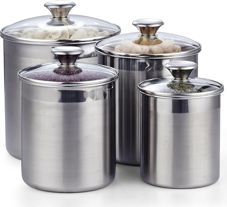 The 8 Best Kitchen Canisters: Expert-Vetted for Lasting Style 4 Best Cooks Standard 4-Piece Stainless Steel Airtight Kitchen Canister