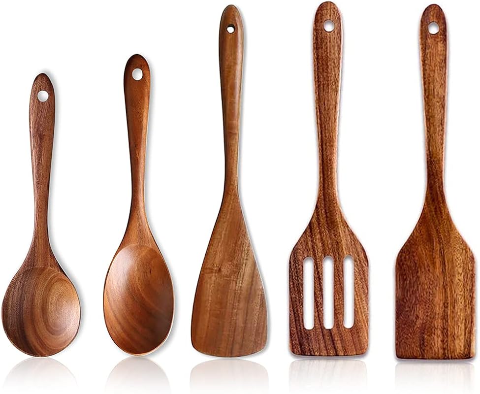 7 Best Wood Spatulas: Expert-Approved for Unmatched Quality 8 5 Pcs Best Wooden Spoons for Cooking Kitchen Utensils Set Acacia Wood