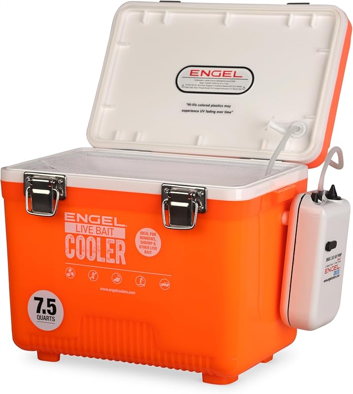 Engel Portable Live Bait Cooler Box with 2-Speed Aerator Pump for Fish