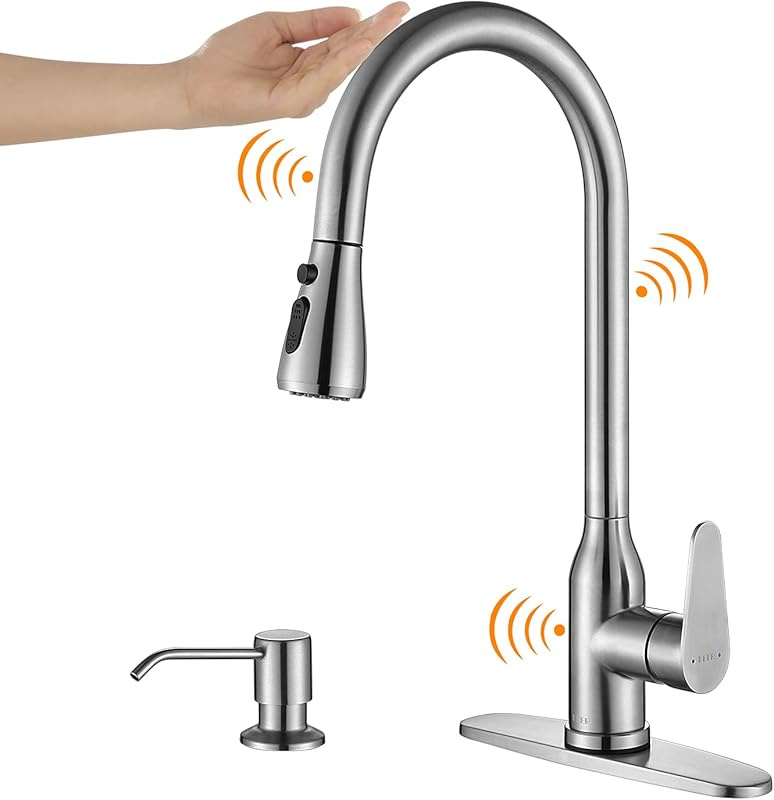 8 Best Rated Touch Kitchen Faucets: Expert-Vetted for Quality 5 Touch Kitchen Faucet with Pull Down Sprayer in Brushed Nickel and Stai