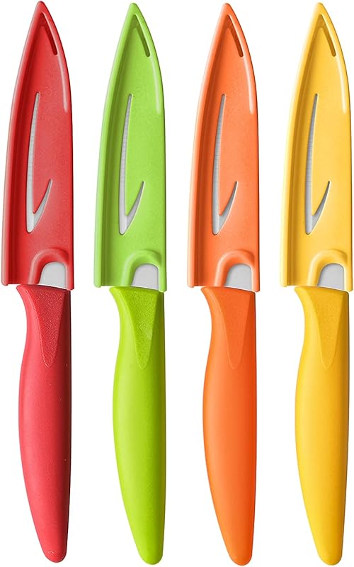 Sharp 4-Inch Paring Knife Set, German Steel Peeling and Fruit Vegetabl