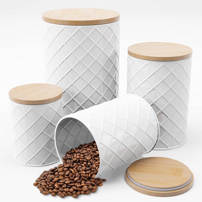 The 8 Best Kitchen Canisters: Expert-Vetted for Lasting Style 6 Best White Metal Kitchen Canister Set of 4 with Airtight Lids for Suga