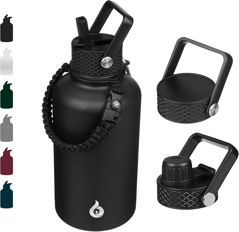 8 Best 64 oz Water Bottles: Durable, Reliable & Expert-Approved 8 64oz Stainless Steel Insulated Water Bottle with 3 Lids and Paracord H
