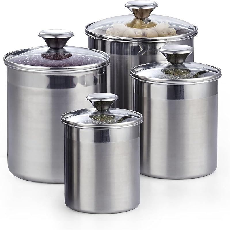 The 8 Best Kitchen Canisters: Expert-Vetted for Lasting Style 5 Cooks Standard 4-Piece Stainless Steel Kitchen Canister Set with Airti