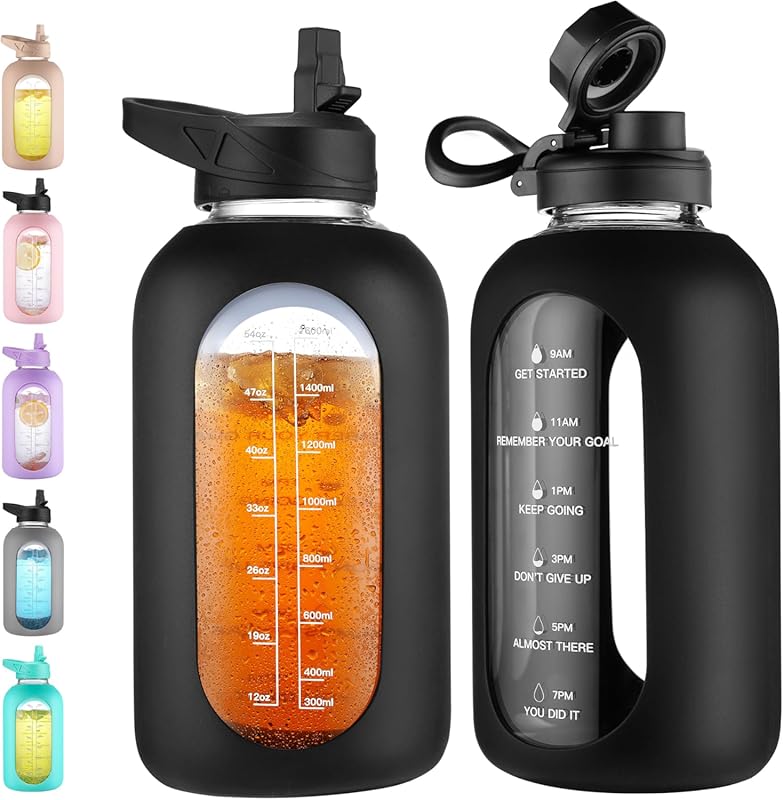 8 Best 64 oz Water Bottles: Durable, Reliable & Expert-Approved 7 Best 64 oz Glass Water Bottle with Straw, Handle, Motivational Time Ma