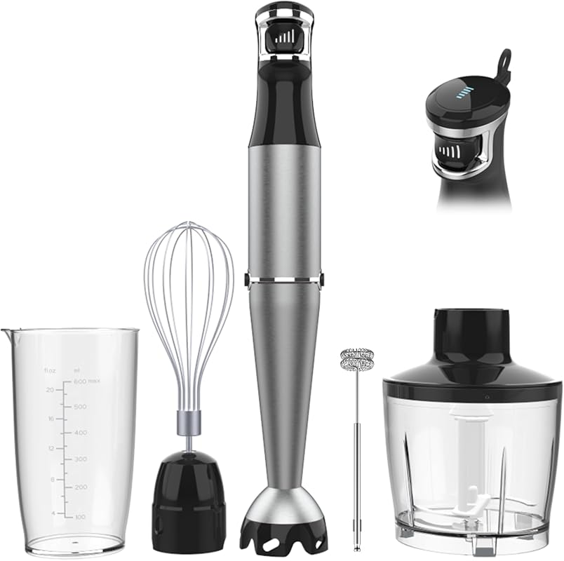 1100W Immersion Blender Set with Chopper, Whisk, Frother for Smoothies