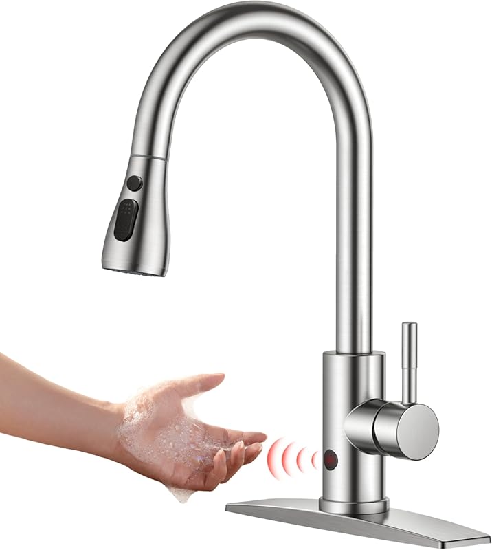 8 Best Rated Touch Kitchen Faucets: Expert-Vetted for Quality 3 FORIOUS Brushed Nickel Touchless Kitchen Faucet with Pull Down Sprayer