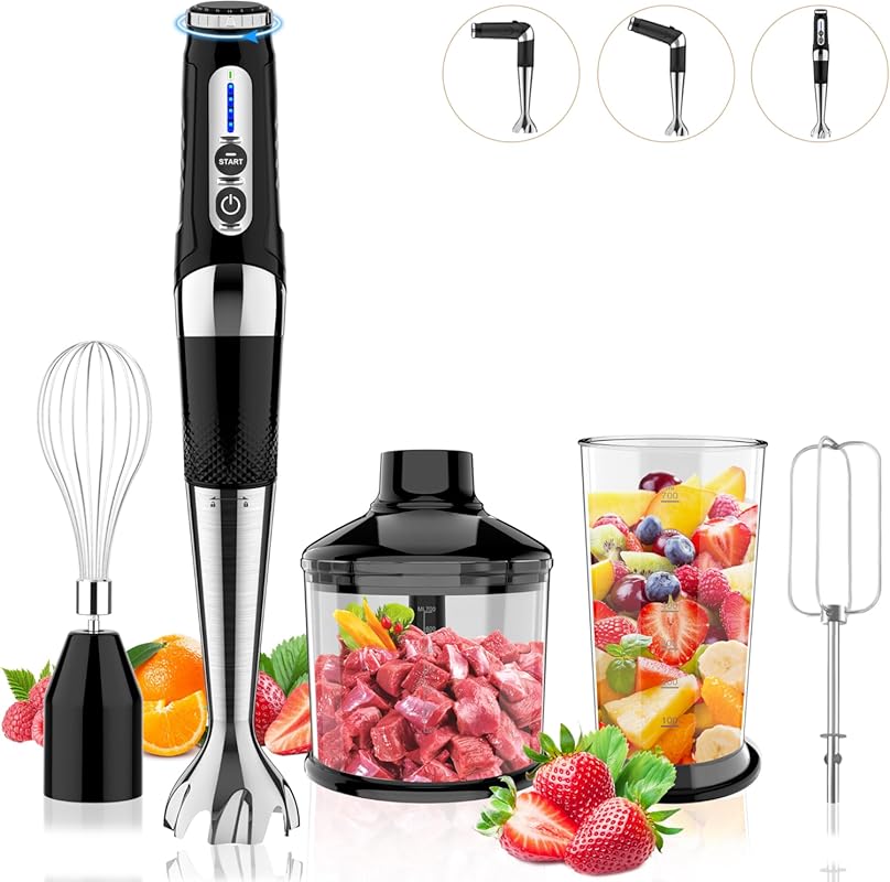 Rechargeable Cordless Immersion Hand Blender, 4-in-1 with 21 Speeds fo