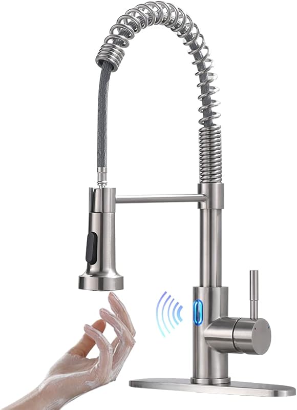 8 Best Rated Touch Kitchen Faucets: Expert-Vetted for Quality 6 Brushed Nickel Touchless Kitchen Faucet with Motion Sensor, Pull-Down