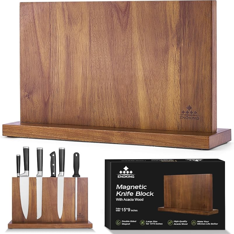 Top 5 Magnetic Knife Blocks: Expert Picks for Quality & Safety 5 Acacia Wood Magnetic Knife Block: Extra Large Design, Strong Magnets f