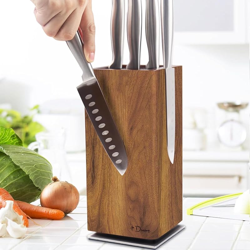 Top 5 Magnetic Knife Blocks: Expert Picks for Quality & Safety 4 Large Capacity 360° Rotatable Magnetic Knife Block, Acacia Wood for Kn