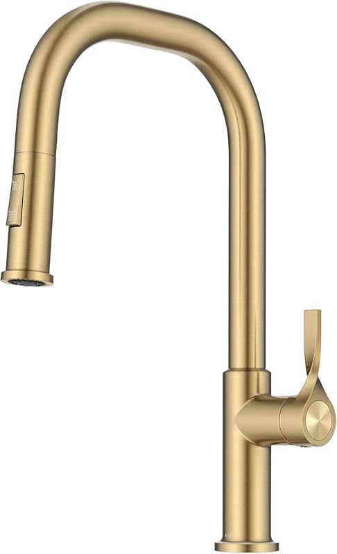 KRAUS Torak Pull Down Kitchen Faucet, Spot-Free Brushed Brass with 2-F