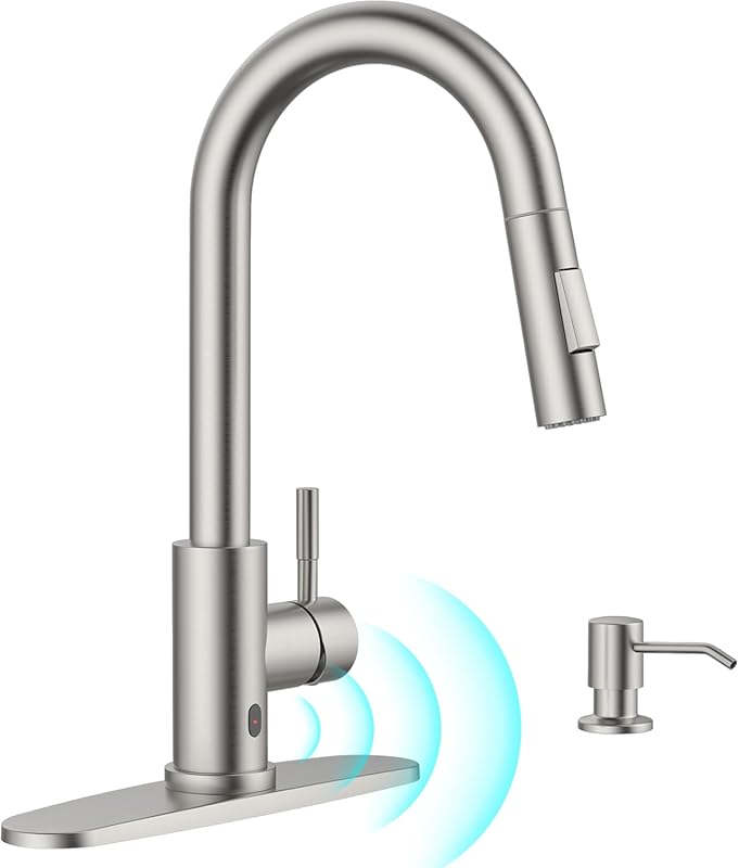 8 Best Rated Touch Kitchen Faucets: Expert-Vetted for Quality 7 Touchless Kitchen Faucet with Soap Dispenser, Stainless Steel, Pull Do