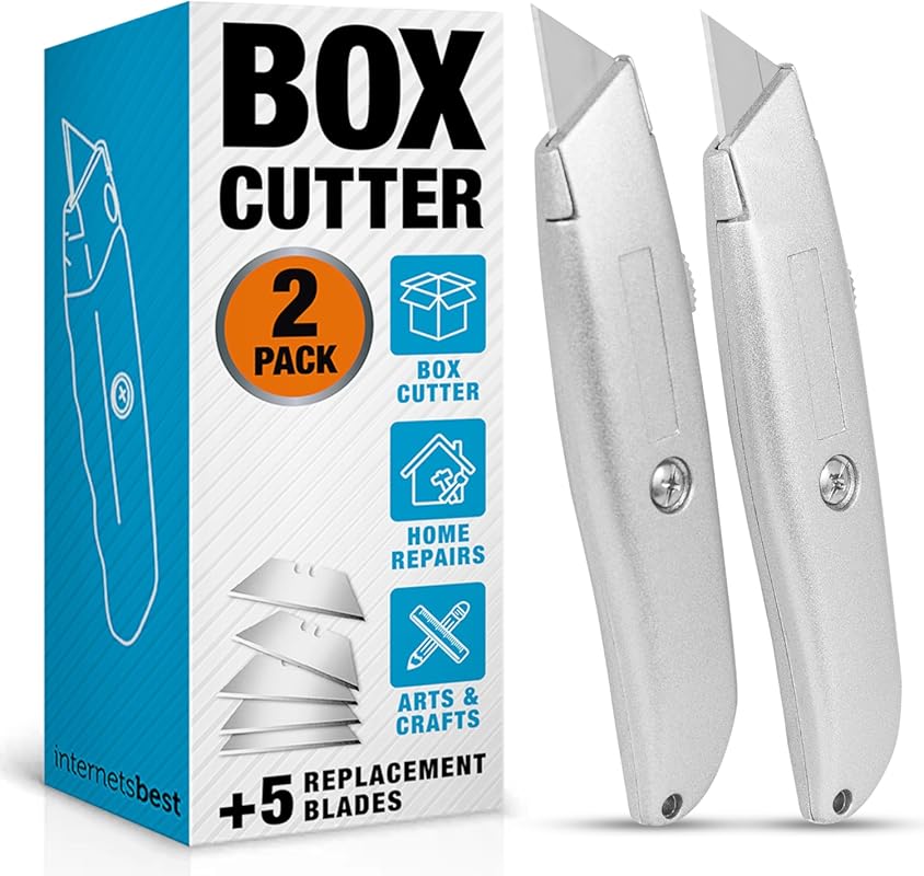Premium Retractable Utility Knife with Metal Handle and Extra Blades f