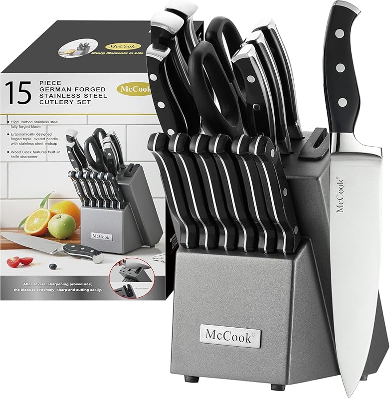 6 Best Knife Sets for Home Cooks: Our Top-Rated Expert Picks 5 McCook German Stainless Steel Kitchen Knife Set with Built-in Sharpene