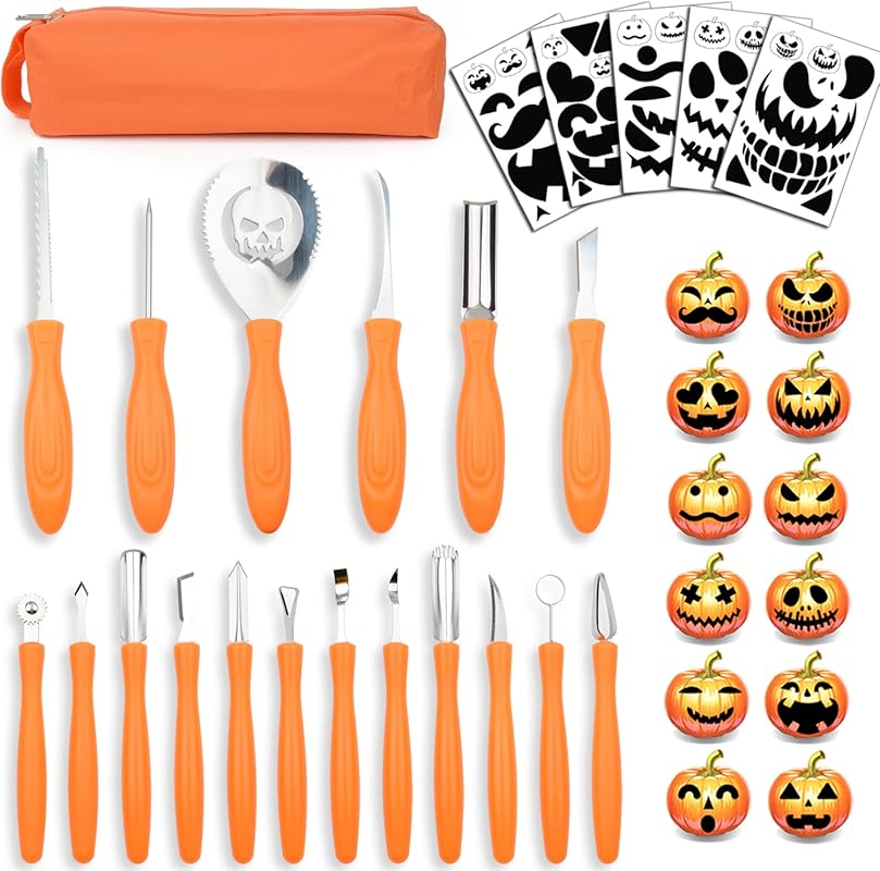 A heavy-duty pumpkin carving kit with professional knives and tools, i