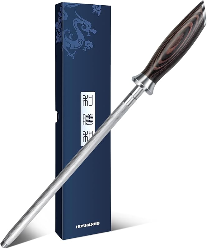 HOSHANHO Honing Rod,10 Inch Professional Kitchen Knife Sharpener Rod, 