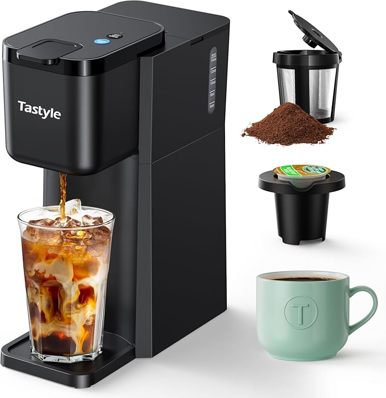 Mini Single Serve Hot & Iced Coffee Maker for K-Cups and Grounds, 6-14