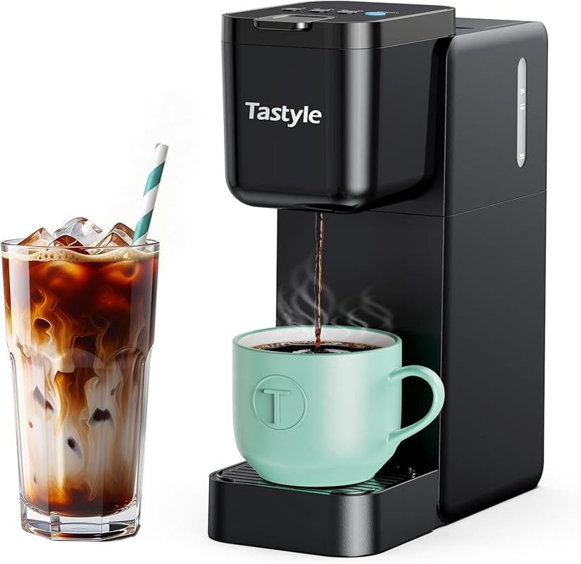 Compact Single Serve Coffee Maker for Hot & Iced K-Cups & Grounds, Fit