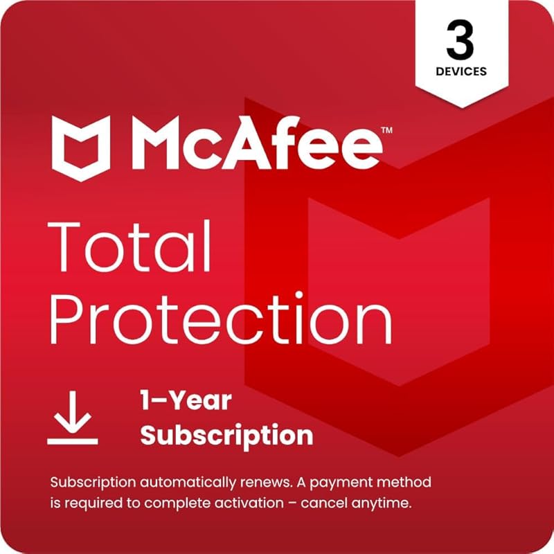 McAfee Total Protection Antivirus Software for 3 PC or Mac. Includes V