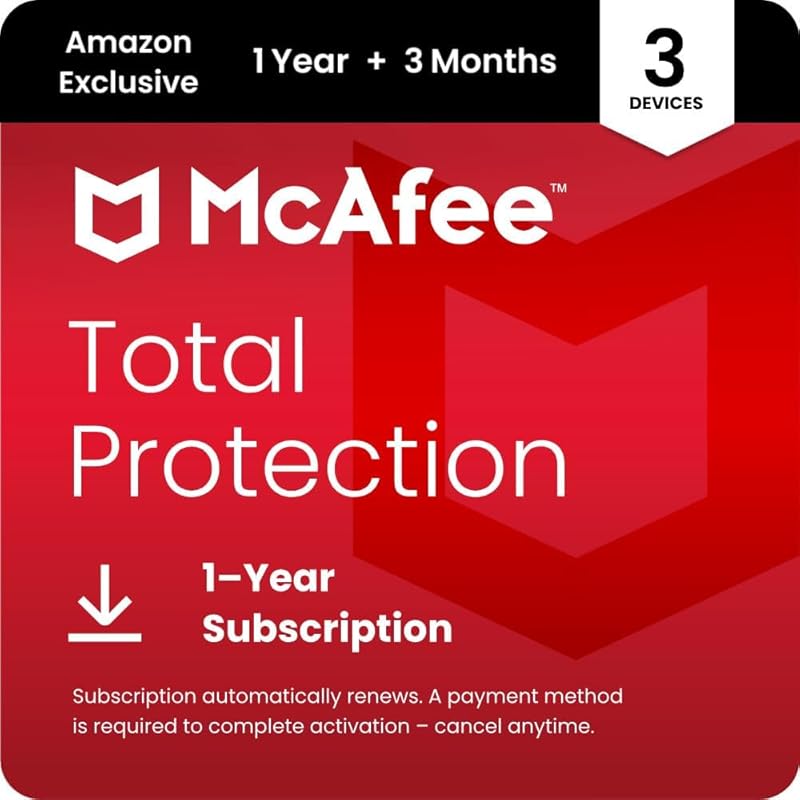 McAfee Total Protection Antivirus Software for 3 PC or Mac. Includes V
