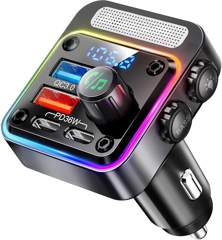 Nulaxy Bluetooth Car Adapter and FM Transmitter with Deep Bass Player,