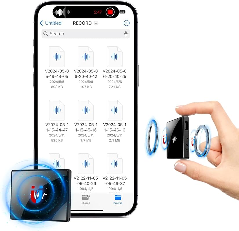128GB Magnetic Voice Recorder, Voice Activated with Noise Cancellation