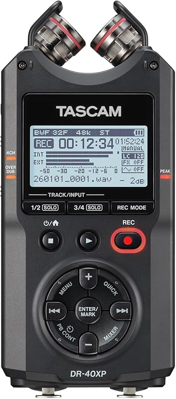 TASCAM DR-40XP 4-Channel Portable Field Recorder: 32-Bit Float, Dual X