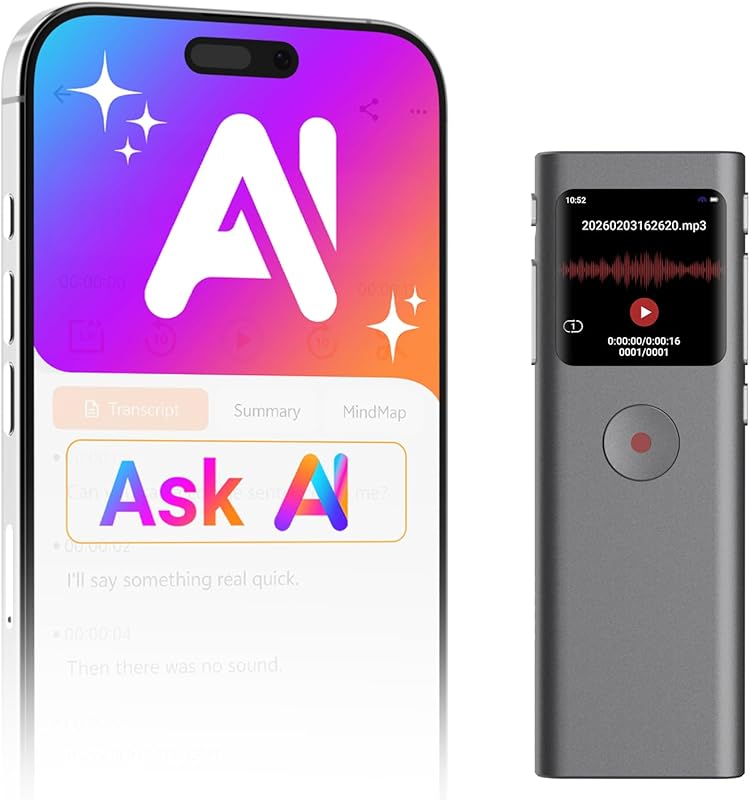 AI Digital Voice Recorder with Transcribe & Summarize for Meetings and